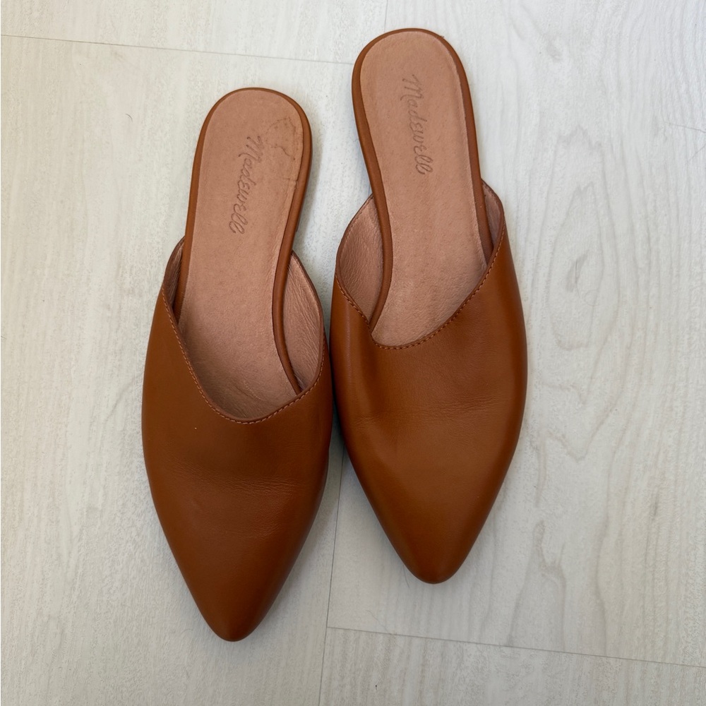 Madewell Tan Leather Pointed Mules